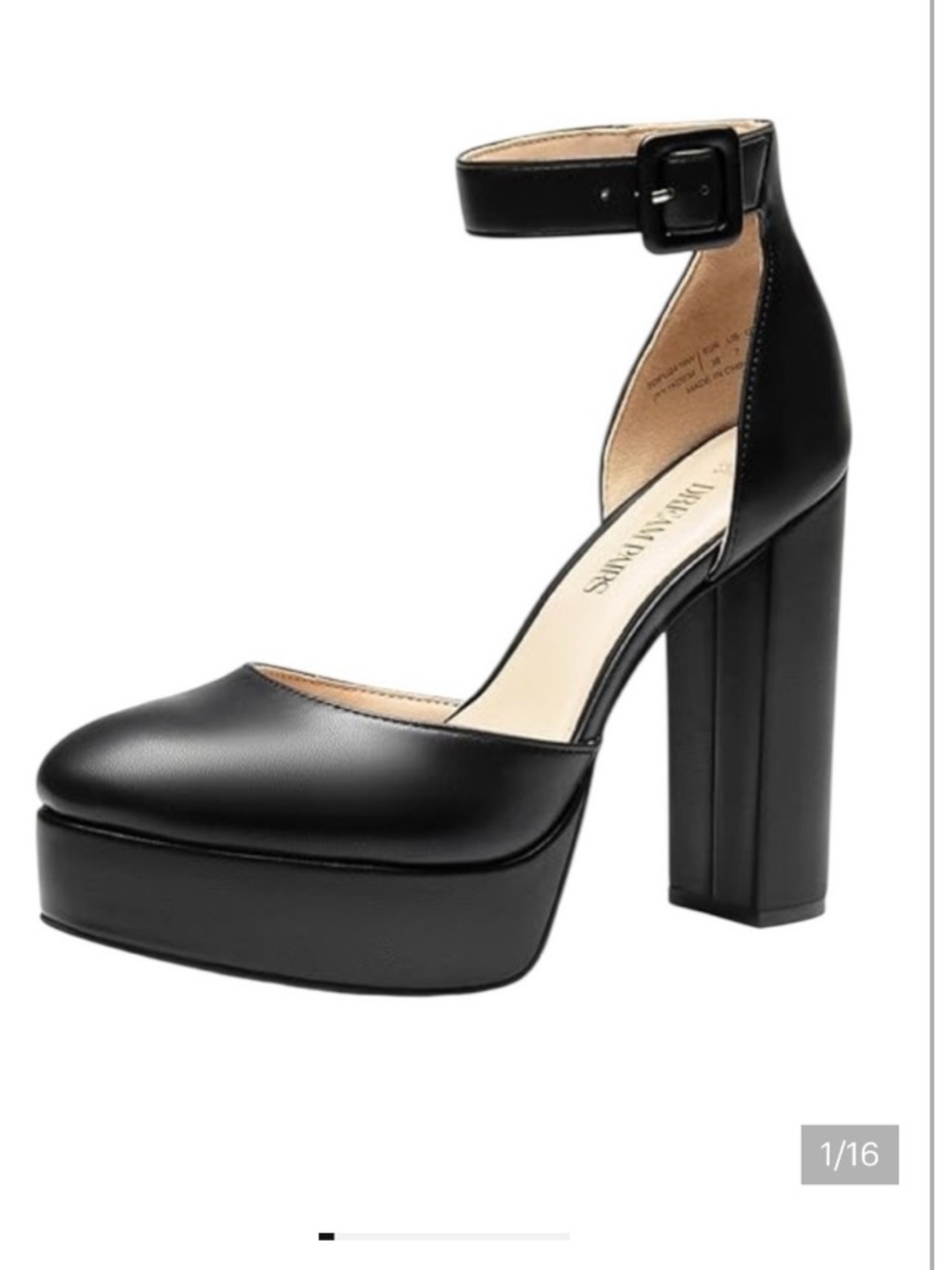 Dream Pairs Black 5.5” Chunky Platform Block Heels Square Toe Size 10 New